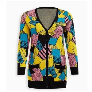 TORRID THE NIGHTMARE BEFORE CHRISTMAS SALLY CARDIGAN BUTTON FRONT SWEATER